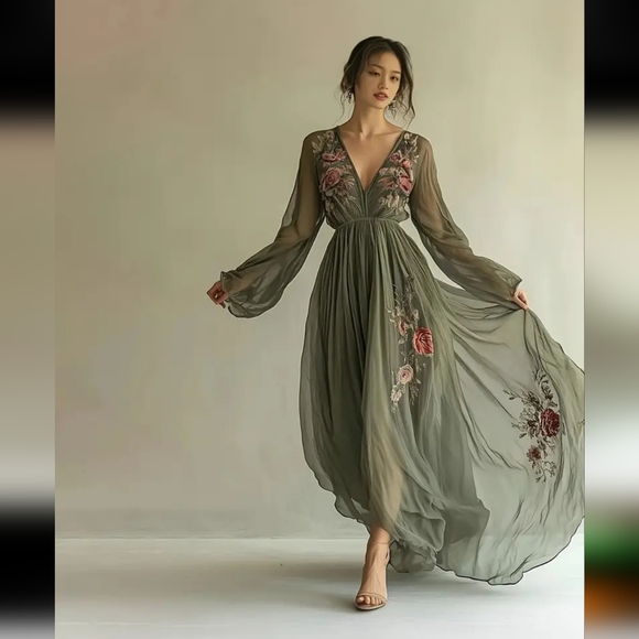 Bohemian Floral Maxi Dress - Picture 2 of 6